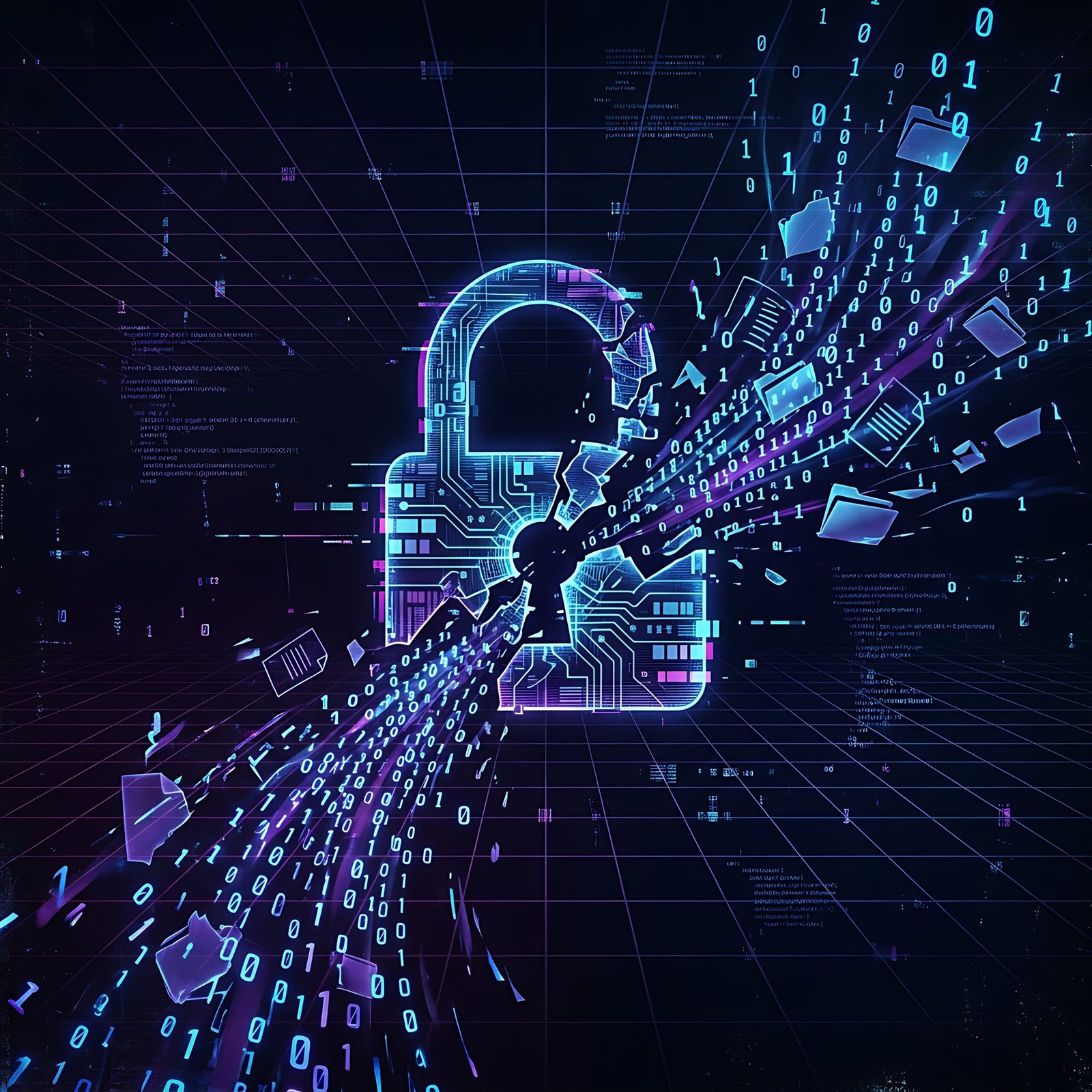 Abstract navy and gold toned image representing a privacy and security flaw disclosed in the AI notetaker tl;dv