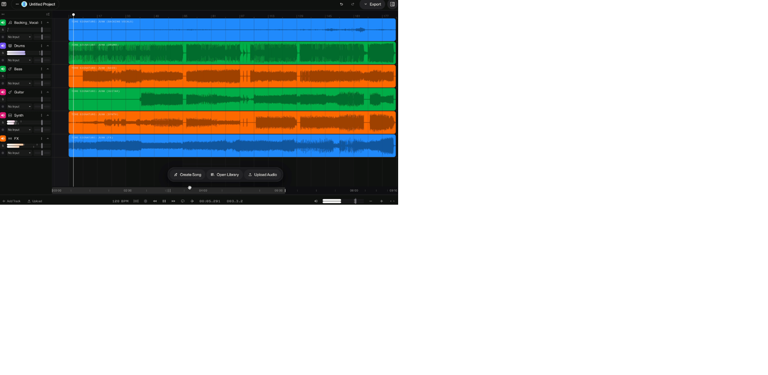 Suno Studio, the advanced editing environment included on Suno's Premier plan, shown for reference
